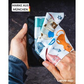 Lens-Aid Microfibre Cleaning Cloth in Stylish Design: for Camera, Lens, Display and Glasses Cleaning Cloth (Microfibre Cloth 20 x 20 cm)