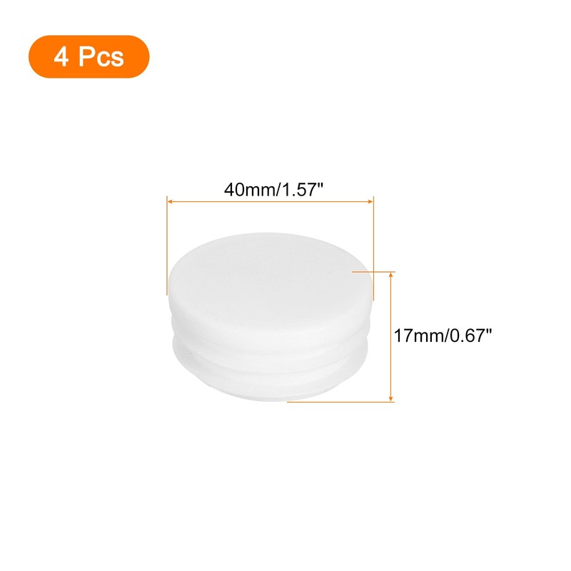 sourcing map 1-9/16"(40mm) Round Plastic Plug, 4 Pcs White Pipe