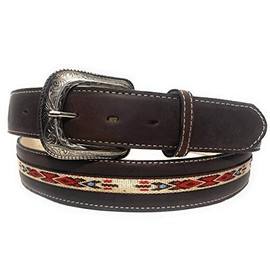 EL CHARRO Mens Western Cowboy Rodeo Suede Leather Belt, Cinto Rodeo Vaquero (44, Dark Brown)