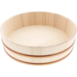 TIKUSAN Wooden Hangiri Sushi Rice Mixing Tub PP Band Made in Japan Made of Momi Fir Sushi Rice Bowl Sushi Oke (33cm)