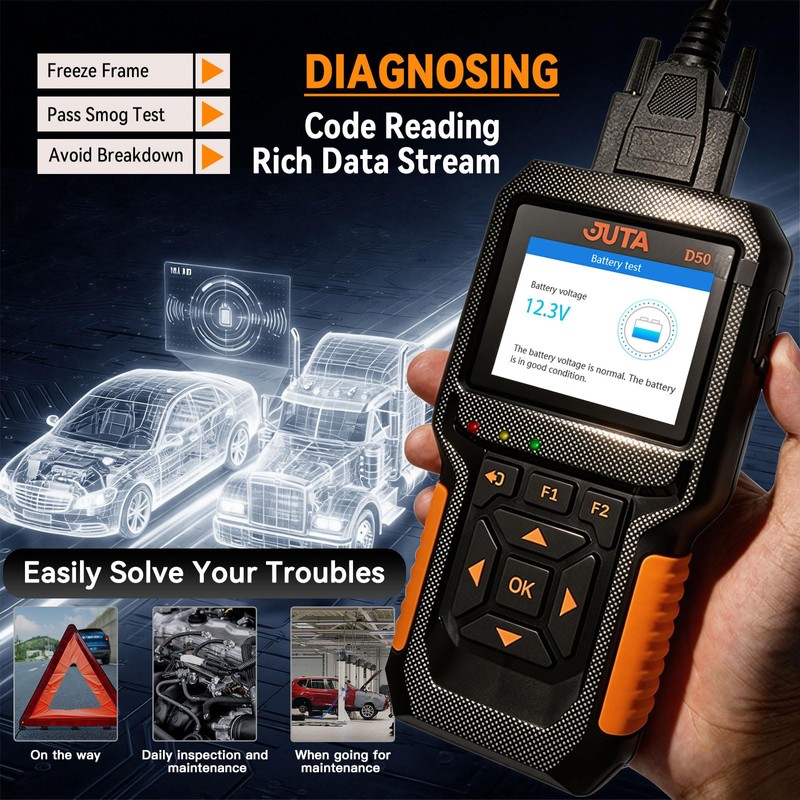 JUTA Heavy Duty Truck Scanner Diesel OBD2 Diagnostic Scan Tool,