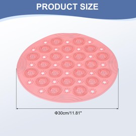 PATIKIL 11.81 x 11.81" Round Non-slip Shower Mat, PET Bathtub Floor Mat with Suction Cups & Drain Holes for Shower Stall Bathroom Bathtub, Pink
