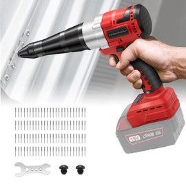 Cordless Rivet Gun for Mil-Waukee 18V Battery, Electric Rivet Tool with LED Light, 3 Size for 1/8", 5/32", 3/16" Rivets–Brushless Blind Pop Rivet Gun Tool for Aluminum & Steel Rivets (Tool Only)