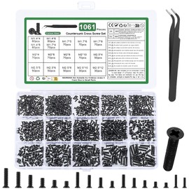 1060 Pcs Small Laptop Screws Kit, Micro Flat Head Phillips Countersunk Bolts, Replacement Computer Screws Assortment Kit for Electronic SSD Hard Disk PC Screw, M1.4 M1.7 M2 M2.5, with Tweezers