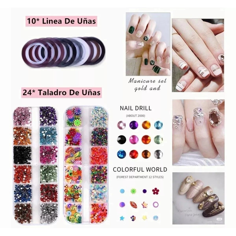 QDS BEAUTY Kit Uñas Lámpara Uv Led Drill Taladro Y