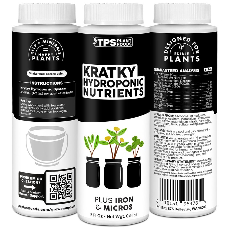Kratky Hydroponic Fertilizer – Liquid Plant Food for Passive Hydroponics,