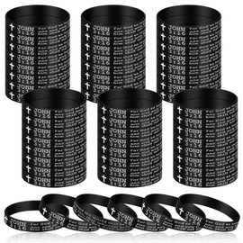 Anglechic 100 Pcs John 3: 16 Silicone Wristbands Bible Verse Bracelets Bulk Christian Scripture Bracelets Rubber Religious Silicone Scripture Verses Wristbands for Men Women Faith Party Favors