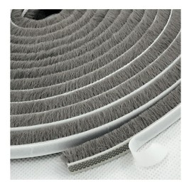 Cepillo de Burletes para Ventanas/Puertas Corredizas del Lado del Marco, Tira Selladora Autoadhesiva de Cerdas Burlete Tope de Corrientes de Aire (16.5 pies x 11/32 x 3/16 pulgadas de cepillo, Gris)