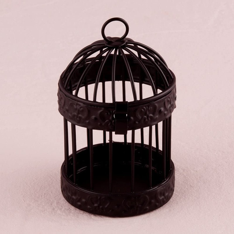 WEDDINGSTAR Miniature Classic Round Decorative Birdcages-Pack of 4-Black