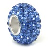Metal Factory (1 Pc) Blue Crystal Ball Bead Sterling Silver