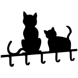 Maximex Key Board Cats-with 5 Hooks, Iron, Black, 15 x 20 x 2 cm