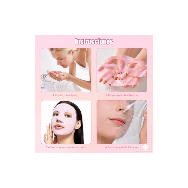 4PCS Bio Mascarilla Colageno, Antifaz de Gel para Cara, Mascarilla