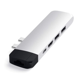 SATECHI Adaptador Pro Hub Tipo-C con Ethernet, 4K HDMI, USB-C PD, USB 3.0, Ranura para Tarjetas Micro SD - para M2/ M1 MacBook Pro/Air (Plata)