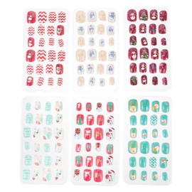 WOONEKY 144pcs Christmas False Nails for Boys and Girls Easy Apply Full Cover Nail Tips Vibrant Designs for Holiday Celebrations for Parties and Gatherings