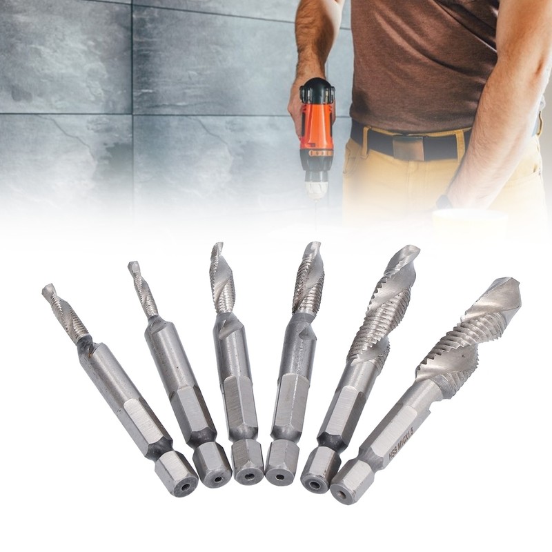 Drill Tap Bit Set Hex Shank Metric Combo HSS Ti