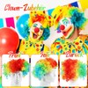 SIWOKJJO Pack of 5 Clown Costume Accessories, Rainbow Wig, Clown,
