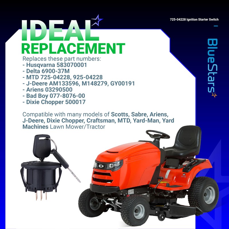 BlueStars 925-04228 Lawn Mower Ignition Starter Switch 5 Terminals 3