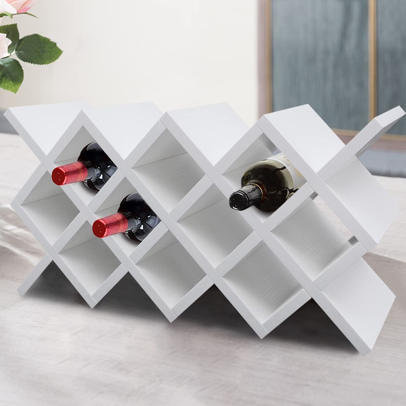 Generic Wooden 10-Bottle Wine Rack, Wine Display Rack, Countertop Free-Standing