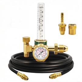 JZWELD Argon CO2 Regulator Flowmeter Gas Gauge for Mig Tig Weld with 6.6Ft Gas Welding Hose, Argon/CO2 Mig Tig Flow Meter