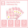 48pcs Daisy Party Decoration Set,16 Dessert plate,16 Napkin And 16