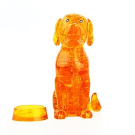 BTYYIHEX 3D Crystal Dog Puzzle, Crystal Puzzle Brainteasers for Puzzlers Ages 16 and Up, 41PCS(Orange)