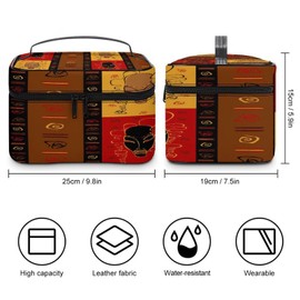 Xmkltbz Large Women Wash Bag, Cosmetic Organizer Train Toiletry Storage Case Holder Zipper Makeup Bag Pouch 9.8x7.5x5.9 in Print Tribal African Masks Ethnic Afro American Ornament
