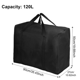 120L Groß Aufbewahrungstasche, Umzugstasche Tragetasche mit Griff, Unterbett Aufbewahrung Organizer Tasche, Transporttasche für Bettwäsche Bettdecken Kleidung Kissen Reise Organisator (Schwarz)