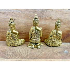 Buddhas MINI Gold Figurines Resin, (set of 3) 3.25" x 2"