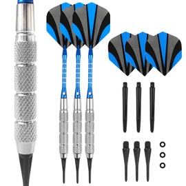 XWGKLN Soft tip Darts Set 17g - Professional Darts Plastic Tip with Brass Barrel Aluminum Shafts Soft Tips for Electronic Dartboard Professional Dart 3 Pcs