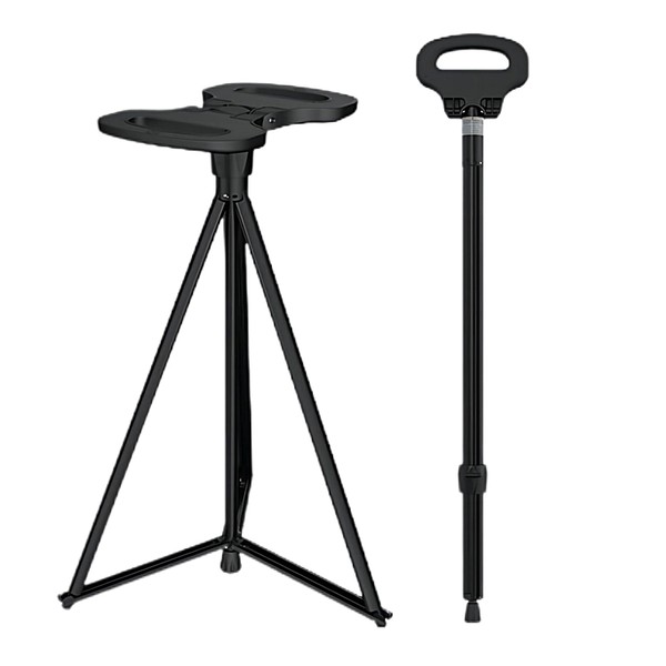 Walking Cane with Seat, Lightweight Folding Walking Stick with Seat,