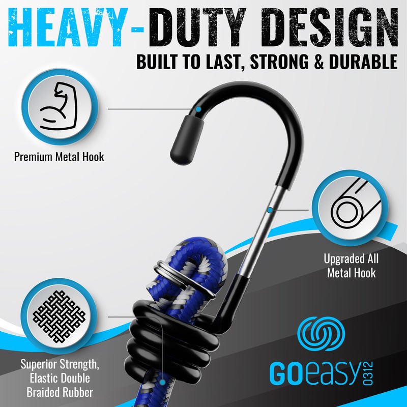 GOEASY0312 Premium Bungee Cords Heavy Duty - 20 pcs Bungee