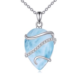 HOPEEZZ Natural Larimar Necklace for Women Sterling Silver Teardrop Necklace Larimar Jewelry Gift for Women (larimar)