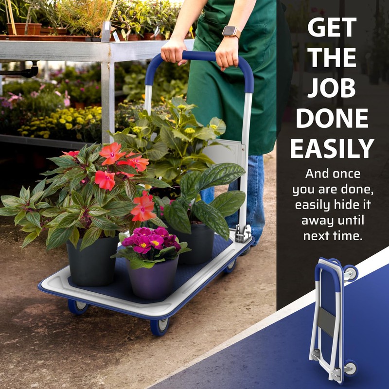 Heavy Duty Foldable Push Cart Dolly | 330 lbs. Capacity