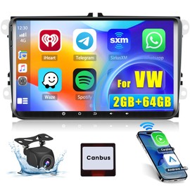Hikity for VW Jetta Passat Golf Polo Skoda Seat Tiguan Android Car Stereo 2+64GB 9 Inch Carplay Android Auto Touchscreen Android Radio with GPS Navigation Backup Camera WiFi SWC RCA Microphone