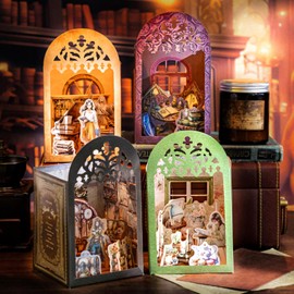 4 Sets DIY Vintage 3D Study House Scenes Stickers Make Your Own Mini Study Scenes Craft Scrapbook Stickers for DIY Art Craft Bullet Junk Journal Planners Craft Supplies for Relief Stress Pass The Time