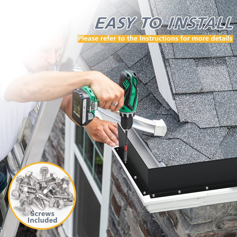 Flamorrow 6 Pack Aluminum Gutter Valley Splash Guards, Rainwater Roofing