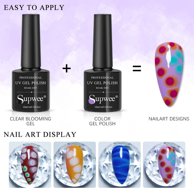SUPWEE Universal Clear Blossom Gel Nail Polish Nail Painting Blooming