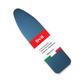 TIVIT Ironing Board Cover 18 x 50, Performance Grade Titanium Coated Pro Grip Pad & Covers - Superior Scorch & Stain Resistance, High Heat Reflection, 3 Padded Layers 3 Fastener Straps - Made In Italy