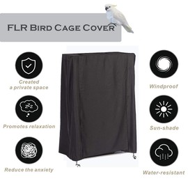 FLR Universal Bird Cage Cover, Breathable Material Good Night Cover for Parrot Waterproof Durable Outdoor Large Bird Cage Cover - Black