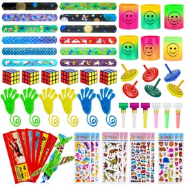 Zoonvii Mitgebsel Kleinspielzeug Set,Partyfüller für Kinder,Schnapparmband kinder/Mini Zauberwürfel/Regenbogenspirale/Styroporflieger,Pinata Füllstoffe Geschenk für Mädchen Jungen