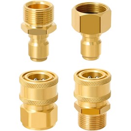 Bamyli 4PCS Pressure Washer Couplers, M22 Quick Connect, Brass Hose Fittings, Pressure Washer Hose Fittings, M22-14mm to 3/8 Quick Release Swivel Fittings (M22-15mm to 3/8)