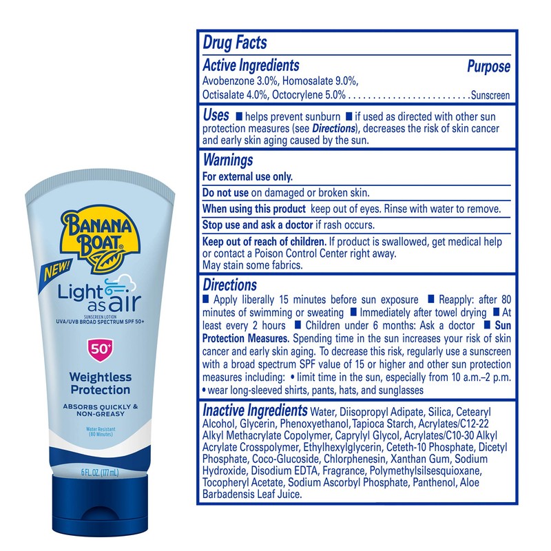 Banana Boat Light As Air Sunscreen Lotion SPF 50 Twin