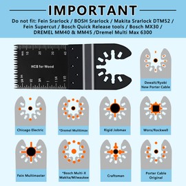 OTUCO 154 Pack Oscillating Saw Blades, Wood Metal Cutting Multitool Bi-Metal Blades Quick Release Tool Blades Kits Fit for Dewalt, Makita, Ryobi, Rockwell with Sanding Paper