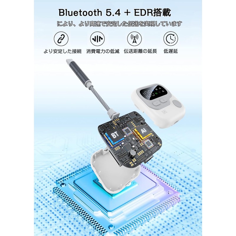 Bluetooth 5.4 Transmitter & Receiver, Equipped with OLED Display, Supports