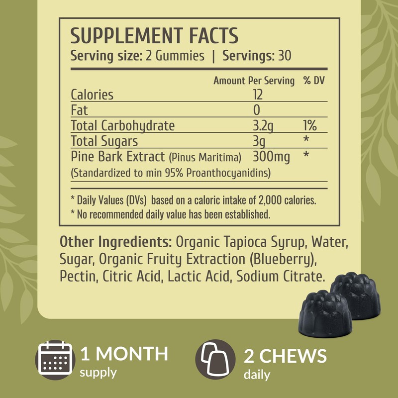 HERBAMAMA Pine Bark Extract Gummies - 300mg French Maritime Pine