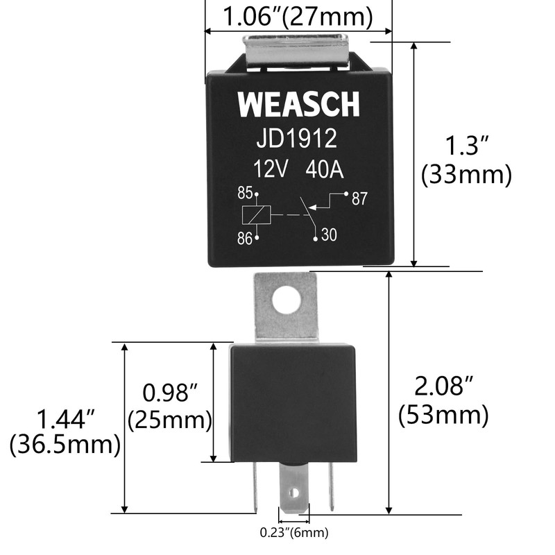 Weasch 10 Pack JD1912 Car Relay, 12V 40A, 4 Pins