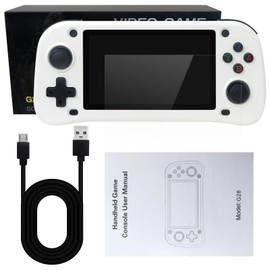 LINGSEE New G28 4.3 Inch HD 64GB Handheld Game Console, Built-in 15000 Games Classic Game Console for G-AME boy Birthday Gifts Presents -White