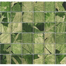 TSLG-02 2x2 Green Glass Mosaic Tile backsplash for Kitchen and Bath (1 Sheet)