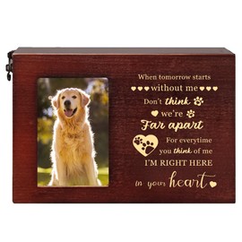 GLASSWINDS Pet Urns for Dog Ashes Wooden Pet Cremation Urn with Photo Frame Cat Dog Urns for Ashes Large Keepsake Memory Box Sympathy Gift for Pets Loss Remembrance Chest (Brown,7.87"x5.51"x5.51")