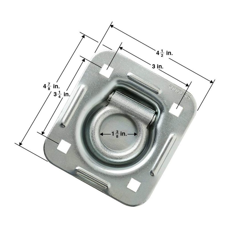 Recessed D-Ring 6,000 lb. Cap. Tiedown Anchors w/Backing Plate -